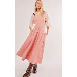 NWT Free People Stars Align Midi Dress | Peach Rose Goes Wash | Size 4 US/ 8 UK